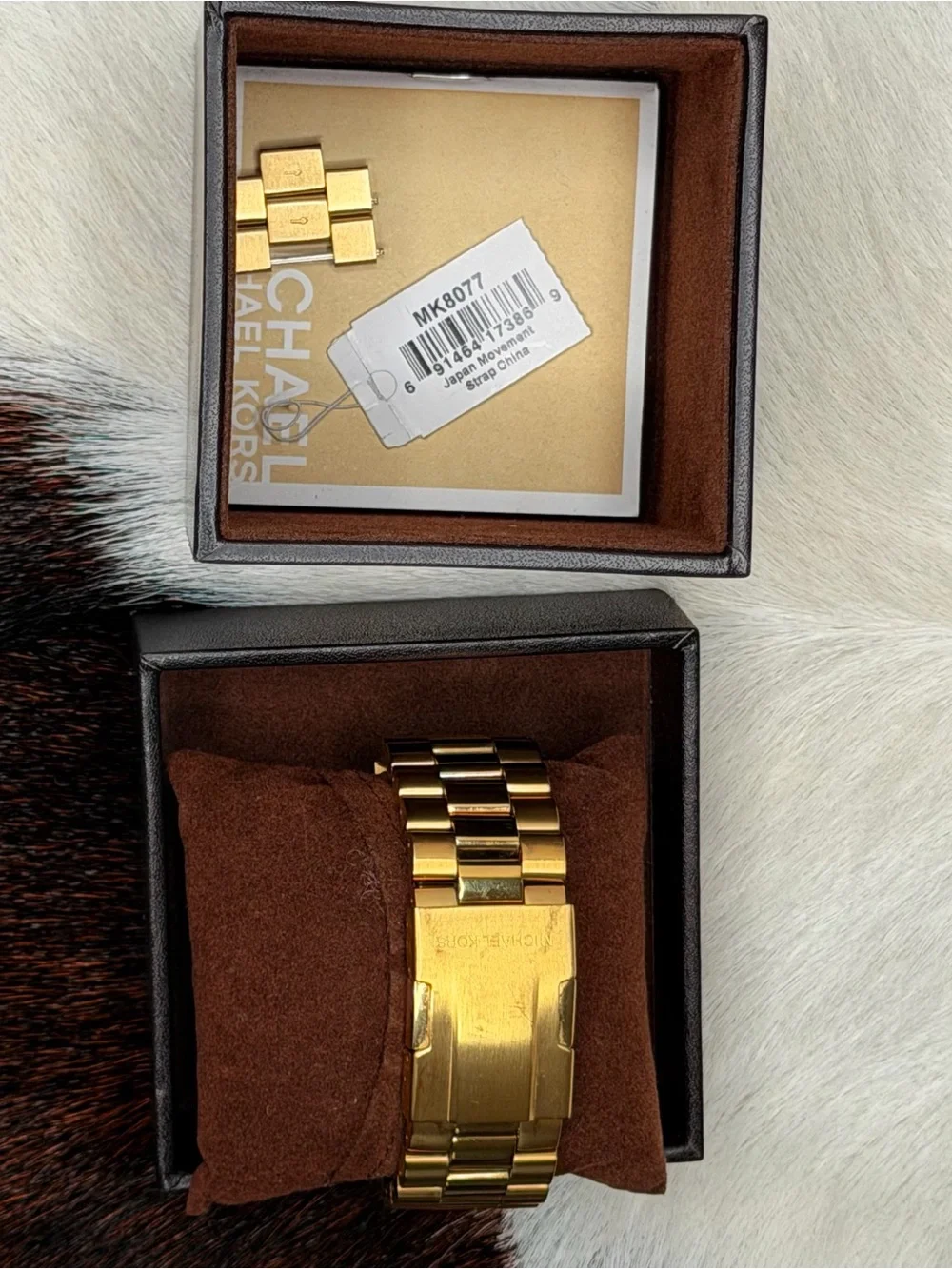 Michael Kors MK8077 Runway Men's Chrono. Gold Watch | Box & Links - Complete Set